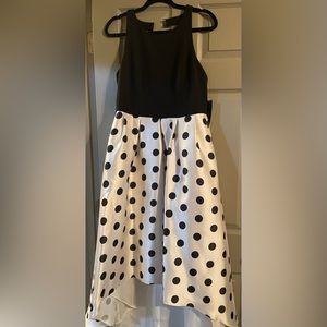 Polka dot gown, black & white. Jessica Howard, petite 12. High low dress. NWT.